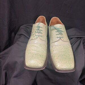 Green Textured Leather Dress Shoes